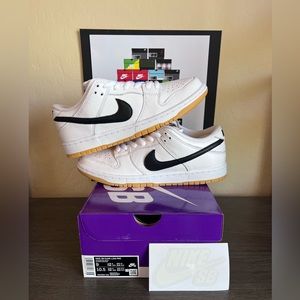 Nike SB Dunk Low Pro White Gum- Size 9